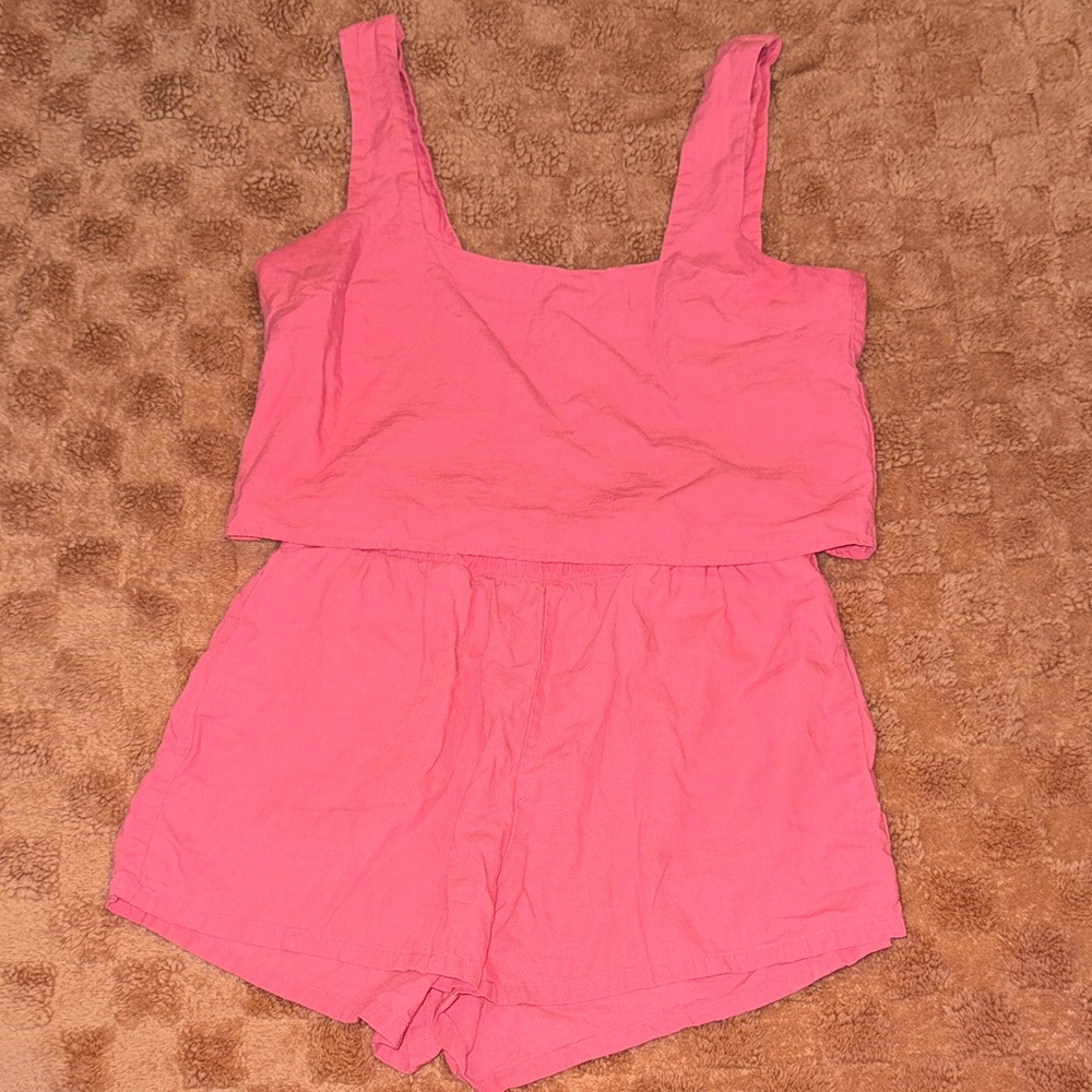 Pink Linen Short Set